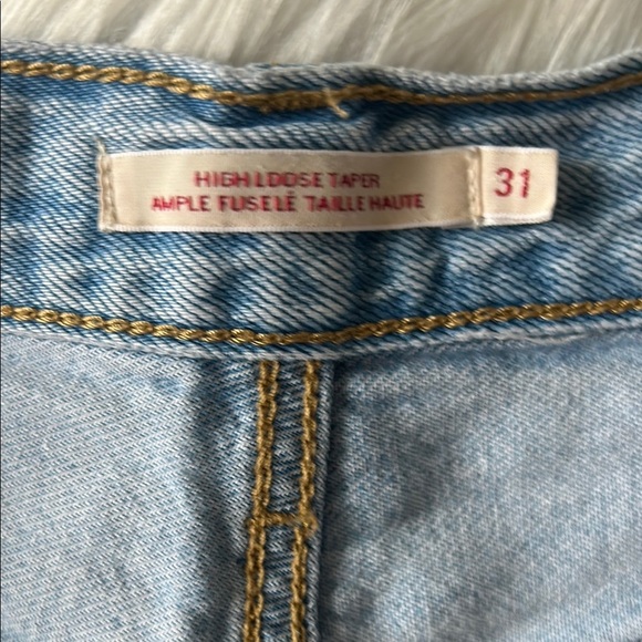 Levi's Blue Bermuda Jean Shorts Relaxed Fit Frayed Hem - Picture 4 of 6